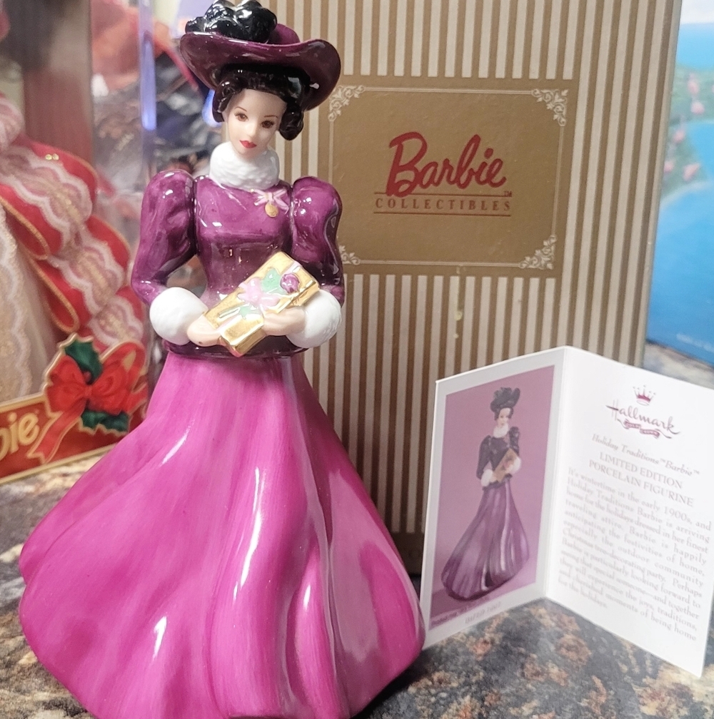Hallmark Holiday Traditions Limited Edition Porcelain Barbie Figurine.